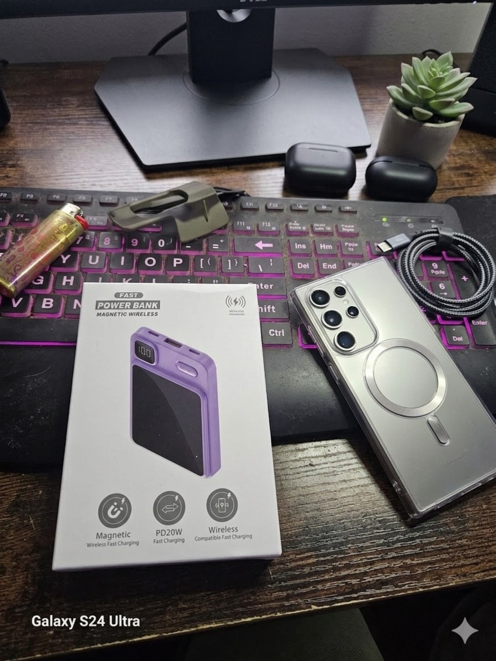 Magnetic Wireless Power Bank - Purple 38880mAh